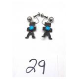 Sterling Kachina Native American Navajo Earrings
