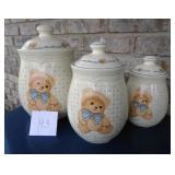 Tienshan Country Bear Stoneware Canisters