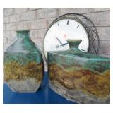 Bulova Frank Lloyd Wright Clock & 2 Vases