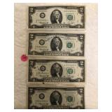 2 Off Centered 1976 $2.00 Bills (4 in lot)