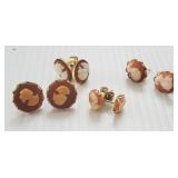 4 Pair Pierced Cameo Earrings
