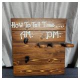 Wood 'How to Tell Time  Am or Pm' Sign