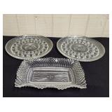 Vintage Relish Dish & Glass Lunch Plates