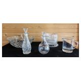 Glassware Cruets, Glass Bowls & Pitcher