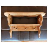 Wood Shelf 3 Pegs w/ plate grove & Heart Accents