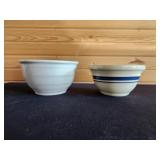 Roseville Crock and White Crock Bowl