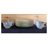 Decorative Glass Punch Cups and Glass Plates