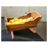 Wood  Baby Doll Cradle and Baby