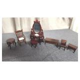 Dollhouse Furniture vanity, rocker, tables