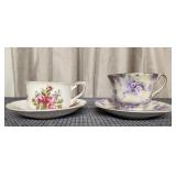 Tea Cups & Saucers, painted porcelain