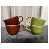 Fiesta Tea Cups(4 )Persimmon & Green