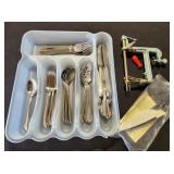 Stainless Steel Flatware Serving with Plastic Tray