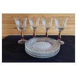 Decorative Glass Plates and Wine Glasses