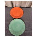 Fiesta 10 1/2' Dinner Plates, Seamist & Tangerine