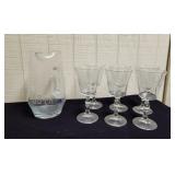 Glass Etched Pitcher & Goblets, anniversary