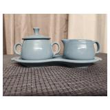 Periwinkle Fiesta Cream & Sugar & Tray