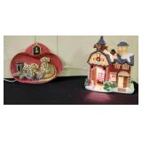 Fire Plaque Helmet & dogs, porcelain light