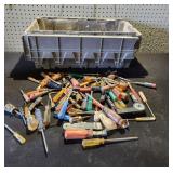 Small Screw Drivers &  Gray Plastic Tote