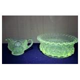 Uranium glass bowl & pitcher - glow