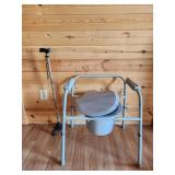Bedside Commode Toilet,  Quad Cane