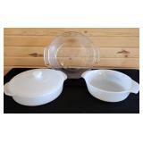 Anchoring Hocking Fire King Dish w/lid, and Dish A