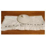 Longaberger Pottery USA Green Lid & Towel