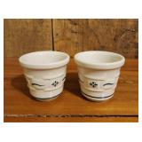 Longaberger Pottery Green Votive Crocks (2)