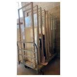 Large Metal Glass Panel Flatbed Cart