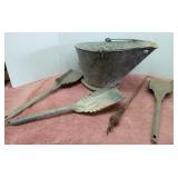 Coal/Ask Bucket With Shovels & Fire Poker