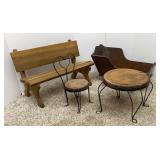 Handmade Poplar Display Bench, Baby Doll Cradle &