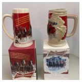 2013 & 2014 Budweiser Holiday Steins (NIB)