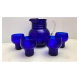 Antique Ringed Shaeffer Cobalt Blue Beverage Set