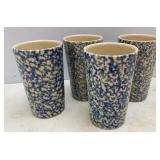 Henn Blue Sponge Stoneware 12oz Tumblers