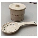 Longaberger Grease Canister & Spoon Rest