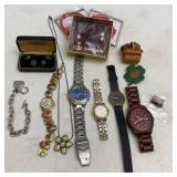 Menï¿½s Citizens Watch, Ladies Guess, Vtg cuff links