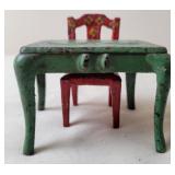 Arcade Cast Iron Doll House Stove & Red Chair