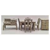 Cast Iron Dollhouse Table & Chairs, Ice Box &