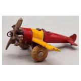 Hubley ? Cast Iron Toy Plane, Red & Yellow