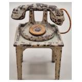 Cast Iron Toy Rotary Dial Phone w/Table