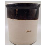 Brown over Cream Stoneware Crock