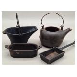 Miniature Cast Iron Coal Hod, Kettle, Boiler