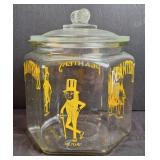 Planters Peanuts Six Sided Yellow Counter Jar