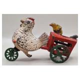 Cast Iron Chicken w/Cart, Antique