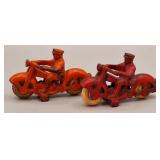 2 Small Cast Iron Toy Motorcycles, Hubley ?