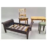 Kilgore Cast Iron Dollhouse Table, Bed, Chair &
