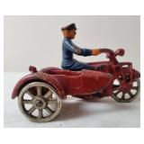 Hubley Cast Iron Motorcycle w/Policeman & Sidecar