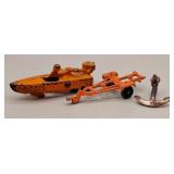 Hubley Cast Iron "Baby" Toy Speed Boat, Trailer,