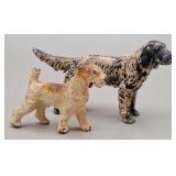 2 Hubley ? Cast Iron Miniature Dog Figurines