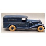 Champion Cast Iron Blue Panel Van Toy Car