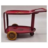 Marx Toys Red Pressed Steel Toy Tea Cart
